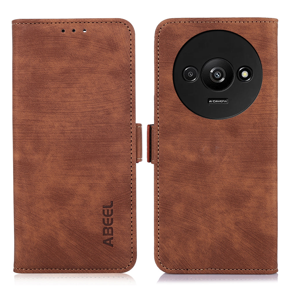 ABEEL For Xiaomi Redmi A3 / Poco C61 4G Case Phone Protective Cover Retro Texture PU Leather Wallet Stand Phone Shell