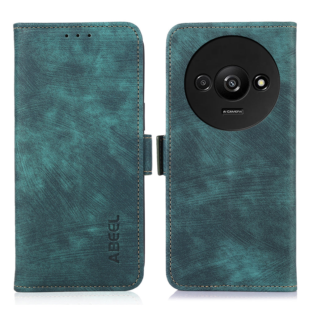 ABEEL For Xiaomi Redmi A3 / Poco C61 4G Case Phone Protective Cover Retro Texture PU Leather Wallet Stand Phone Shell