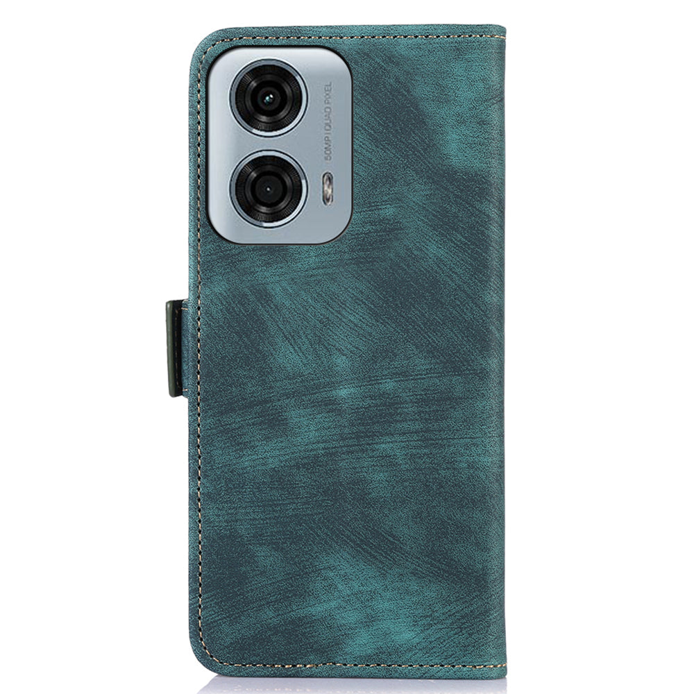 ABEEL For Motorola Moto G34 5G Case Retro Texture Leather Wallet Stand Cell Phone Cover