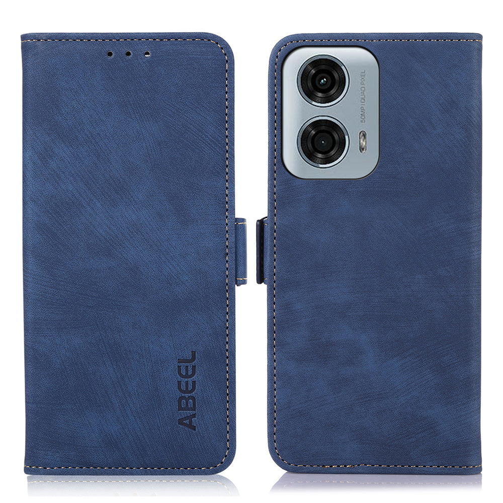 ABEEL For Motorola Moto G34 5G Case Retro Texture Leather Wallet Stand Cell Phone Cover