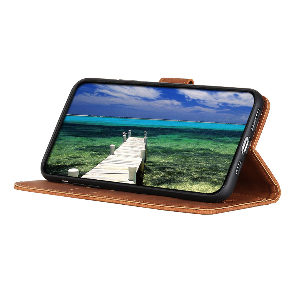KHAZNEH For Motorola Moto G34 5G Case Retro PU Leather Phone Cover with Viewing Stand
