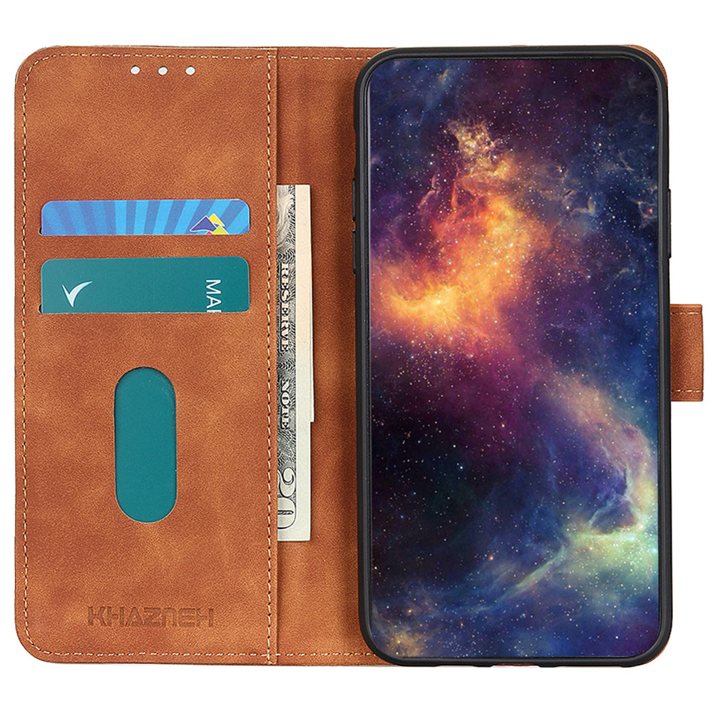 KHAZNEH For Motorola Moto G34 5G Case Retro PU Leather Phone Cover with Viewing Stand