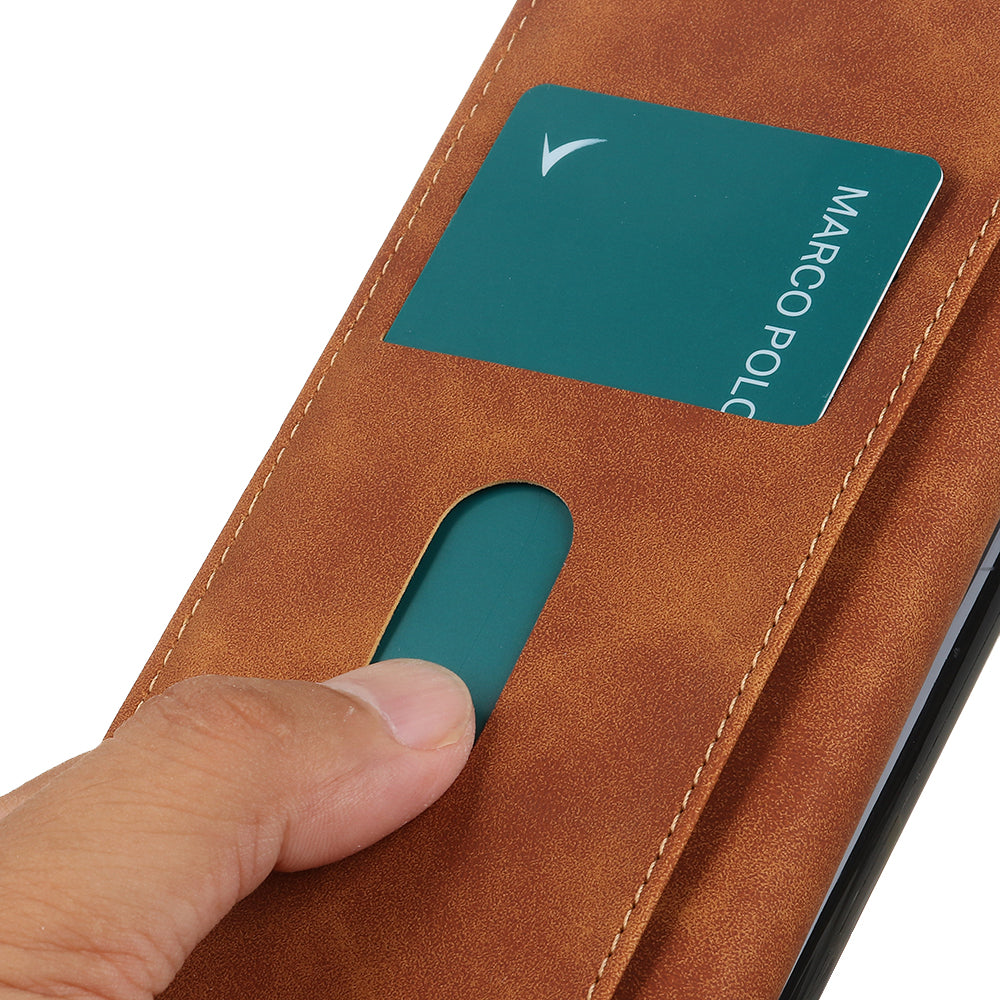 KHAZNEH For Motorola Moto G34 5G Case Retro PU Leather Phone Cover with Viewing Stand