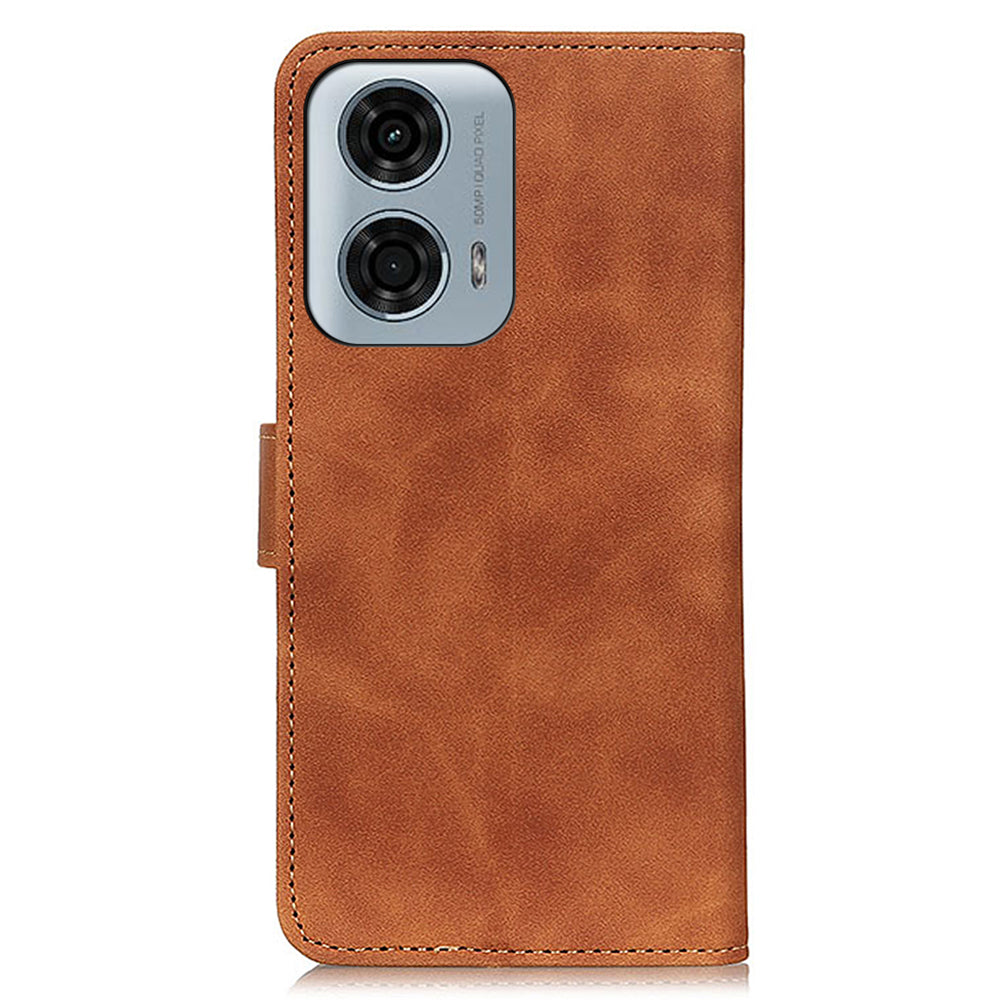 KHAZNEH For Motorola Moto G34 5G Case Retro PU Leather Phone Cover with Viewing Stand