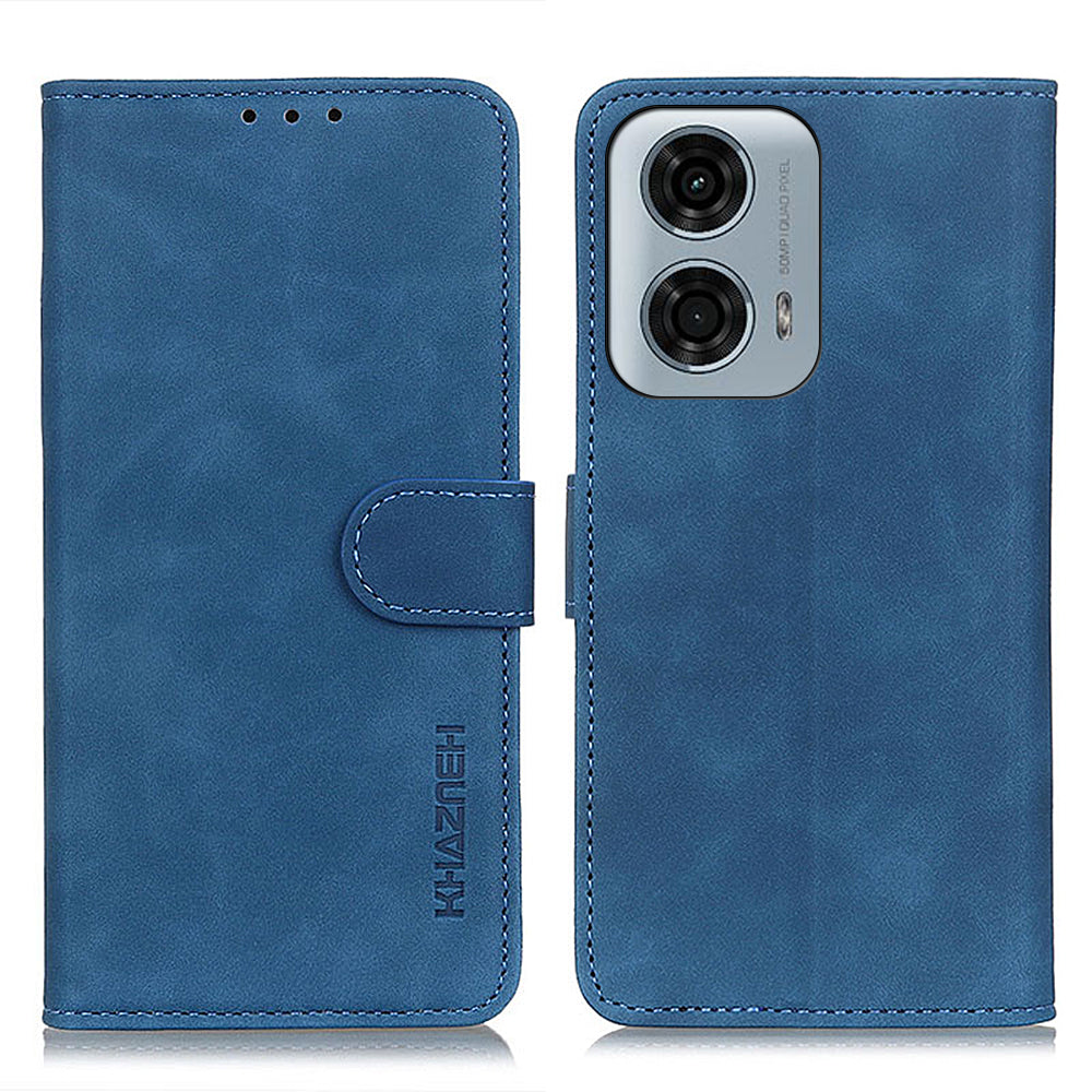 KHAZNEH For Motorola Moto G34 5G Case Retro PU Leather Phone Cover with Viewing Stand