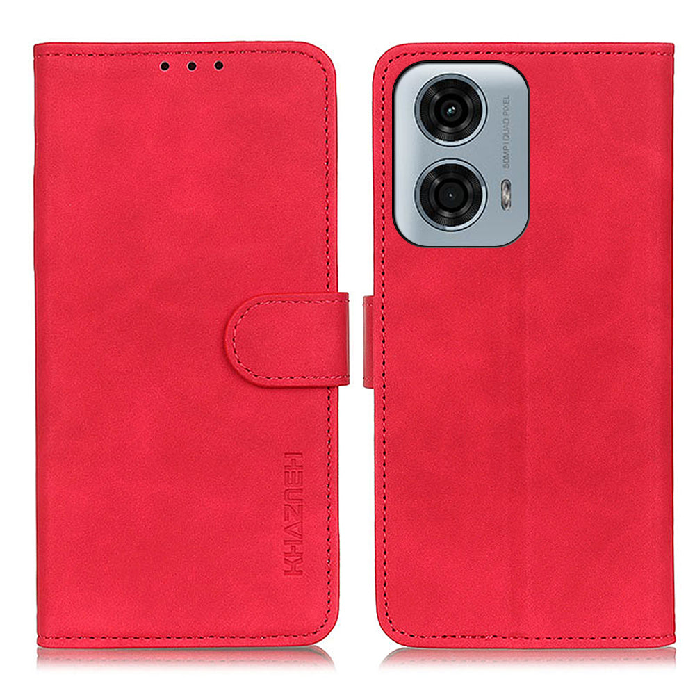 KHAZNEH For Motorola Moto G34 5G Case Retro PU Leather Phone Cover with Viewing Stand