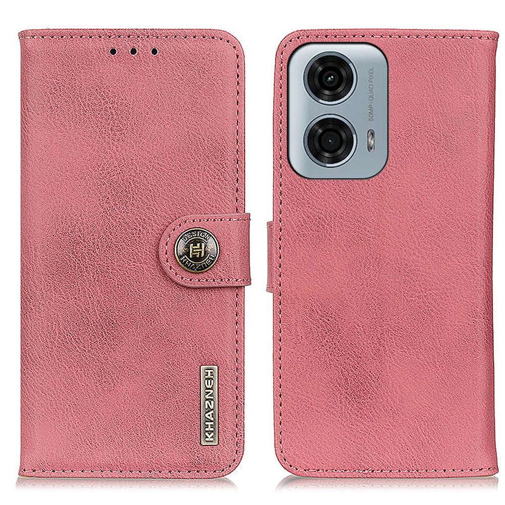 KHAZNEH For Motorola Moto G34 5G Cell Phone Case Cowhide Texture Leather Wallet Cover