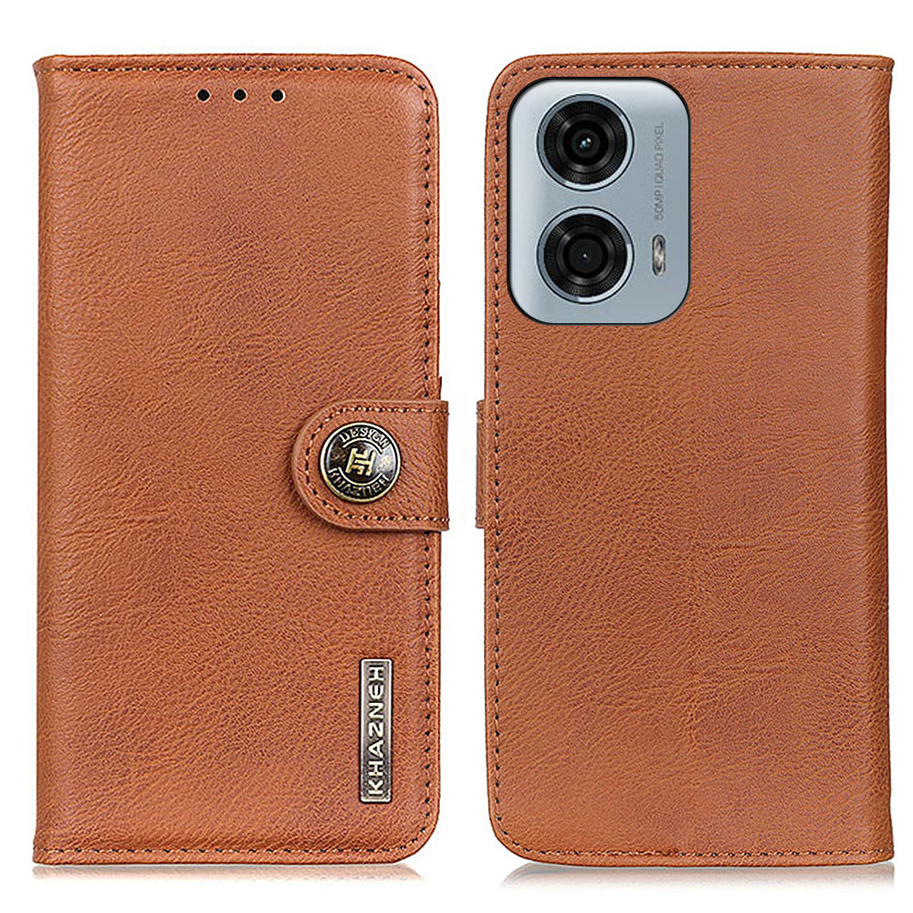 KHAZNEH For Motorola Moto G34 5G Cell Phone Case Cowhide Texture Leather Wallet Cover