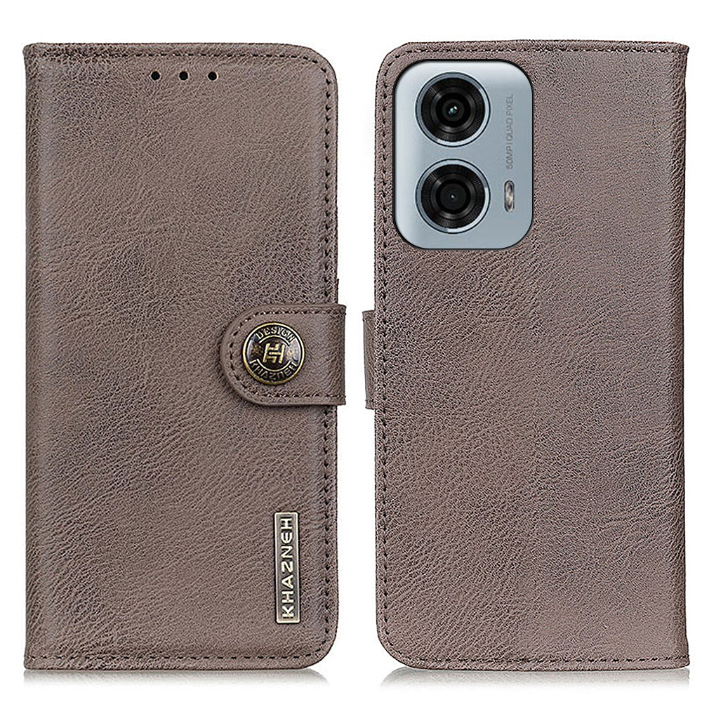 KHAZNEH For Motorola Moto G34 5G Cell Phone Case Cowhide Texture Leather Wallet Cover