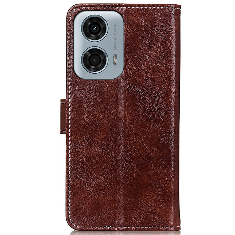 For Motorola Moto G24 Power Anti-Scratch Wallet Phone Stand Case Retro Crazy Horse Texture PU Leather Cover