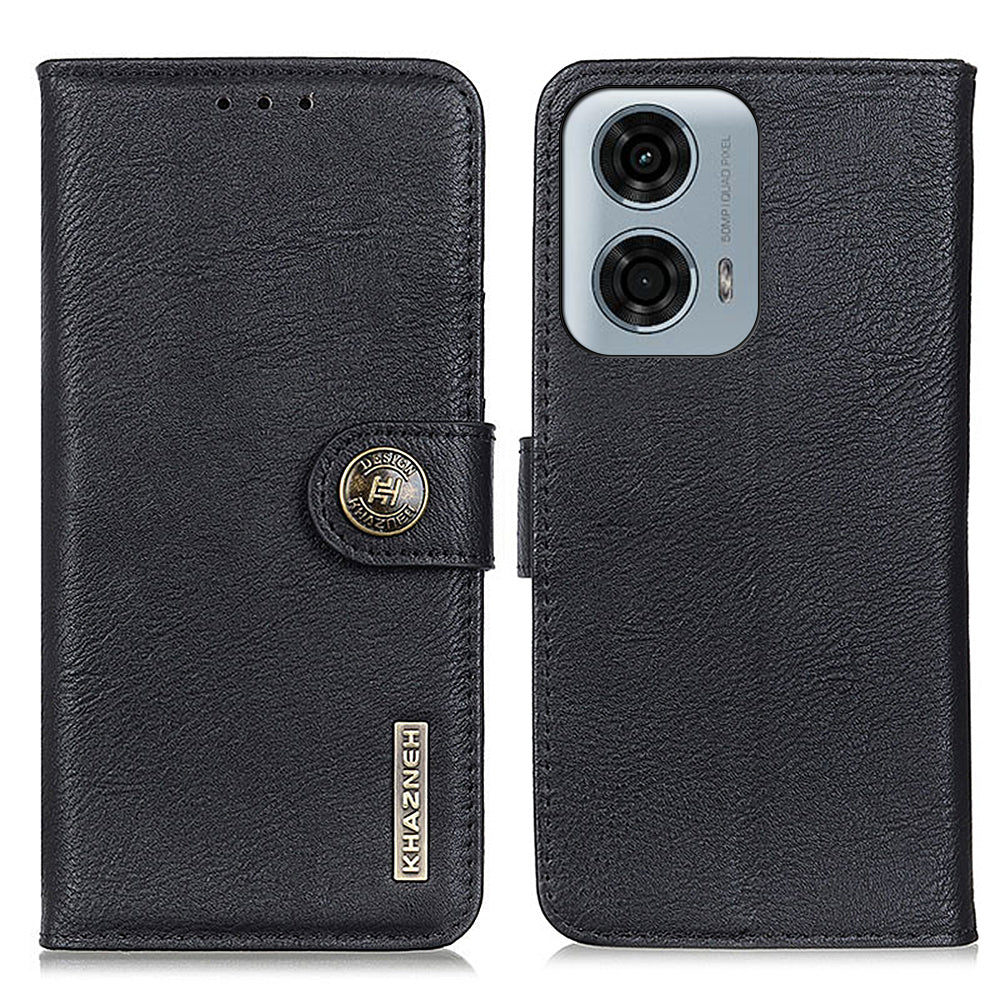 KHAZNEH For Motorola Moto G24 Power Cowhide Texture Phone Case Leather Wallet Cover