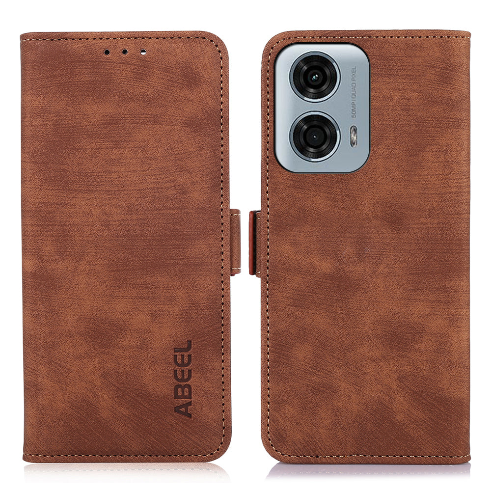 ABEEL For Motorola Moto G24 Power Phone Case Side Magnetic Clasp Anti-fall Leather Cover