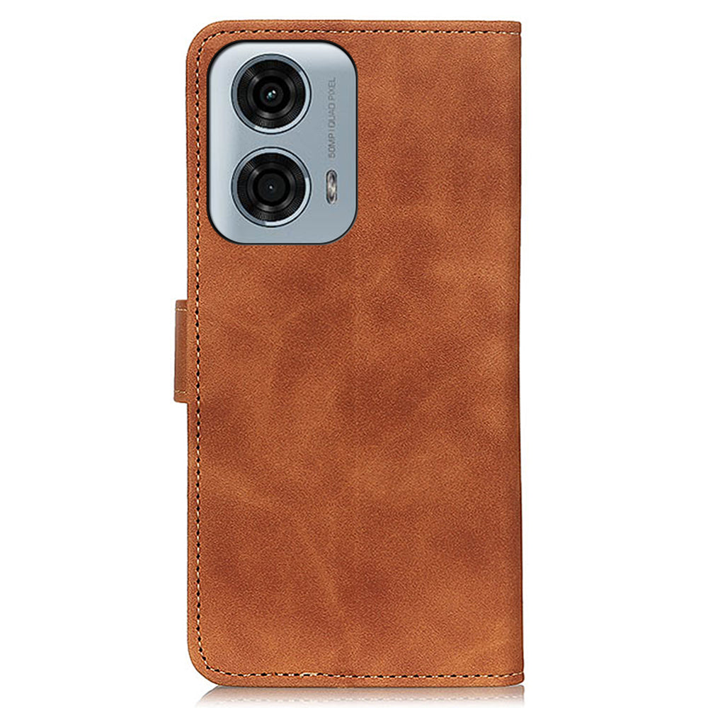 KHAZNEH For Motorola Moto G24 Power Case PU Leather Phone Cover Retro Phone Stand