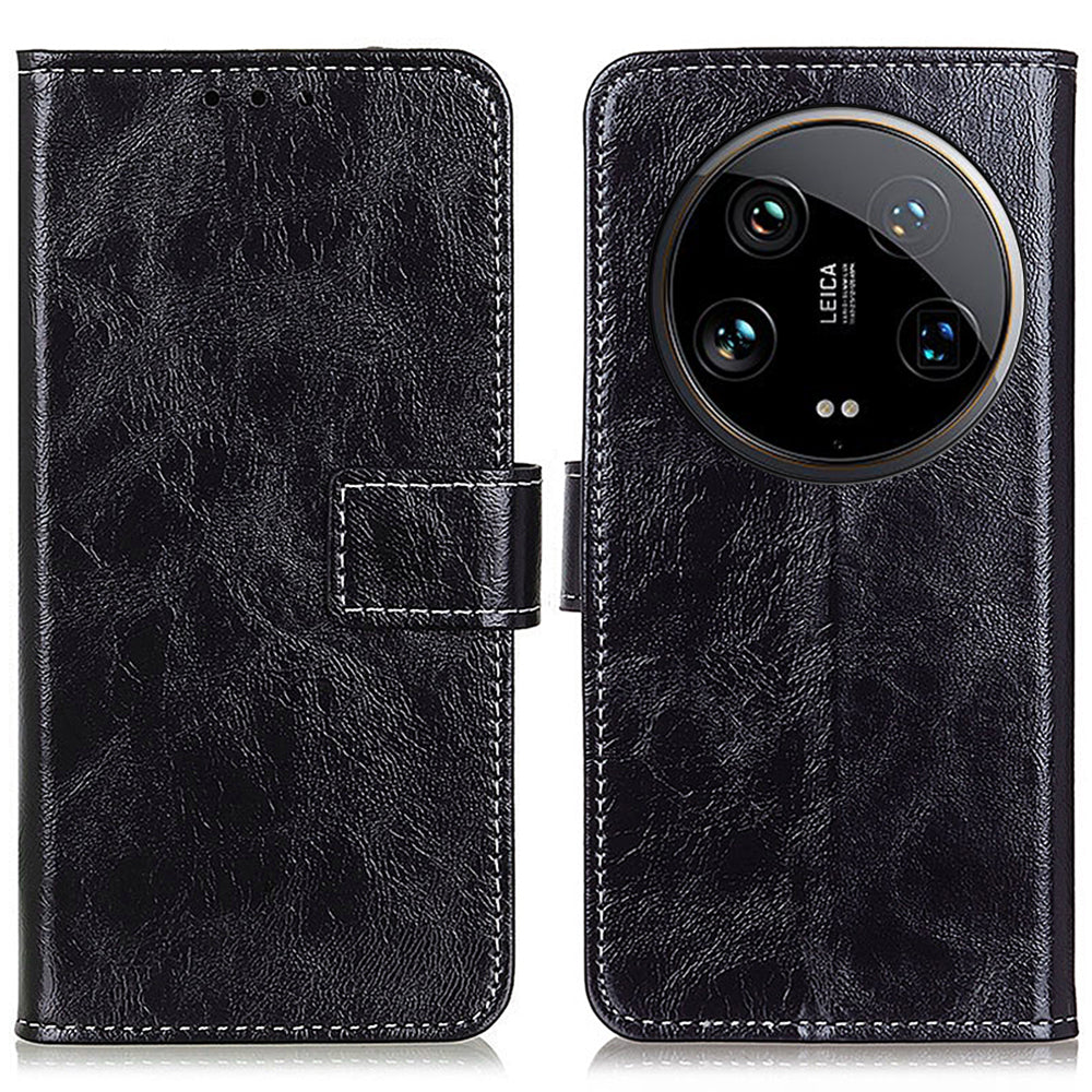 For Xiaomi 14 Ultra Drop Resistant Wallet Case Retro PU Leather Phone Cover