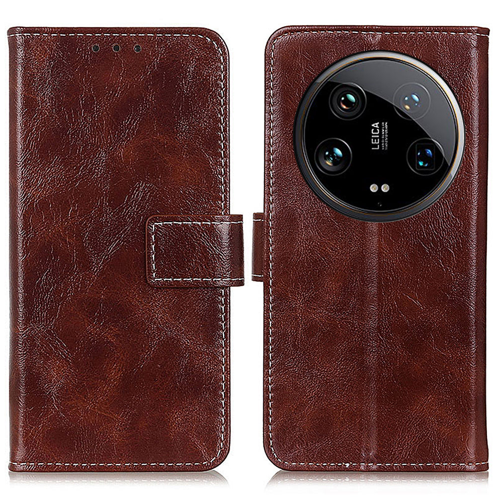 For Xiaomi 14 Ultra Drop Resistant Wallet Case Retro PU Leather Phone Cover