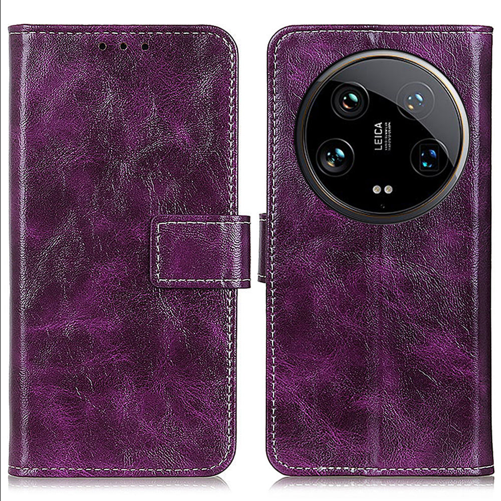 For Xiaomi 14 Ultra Drop Resistant Wallet Case Retro PU Leather Phone Cover