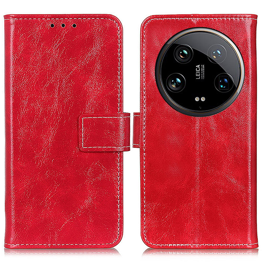 For Xiaomi 14 Ultra Drop Resistant Wallet Case Retro PU Leather Phone Cover