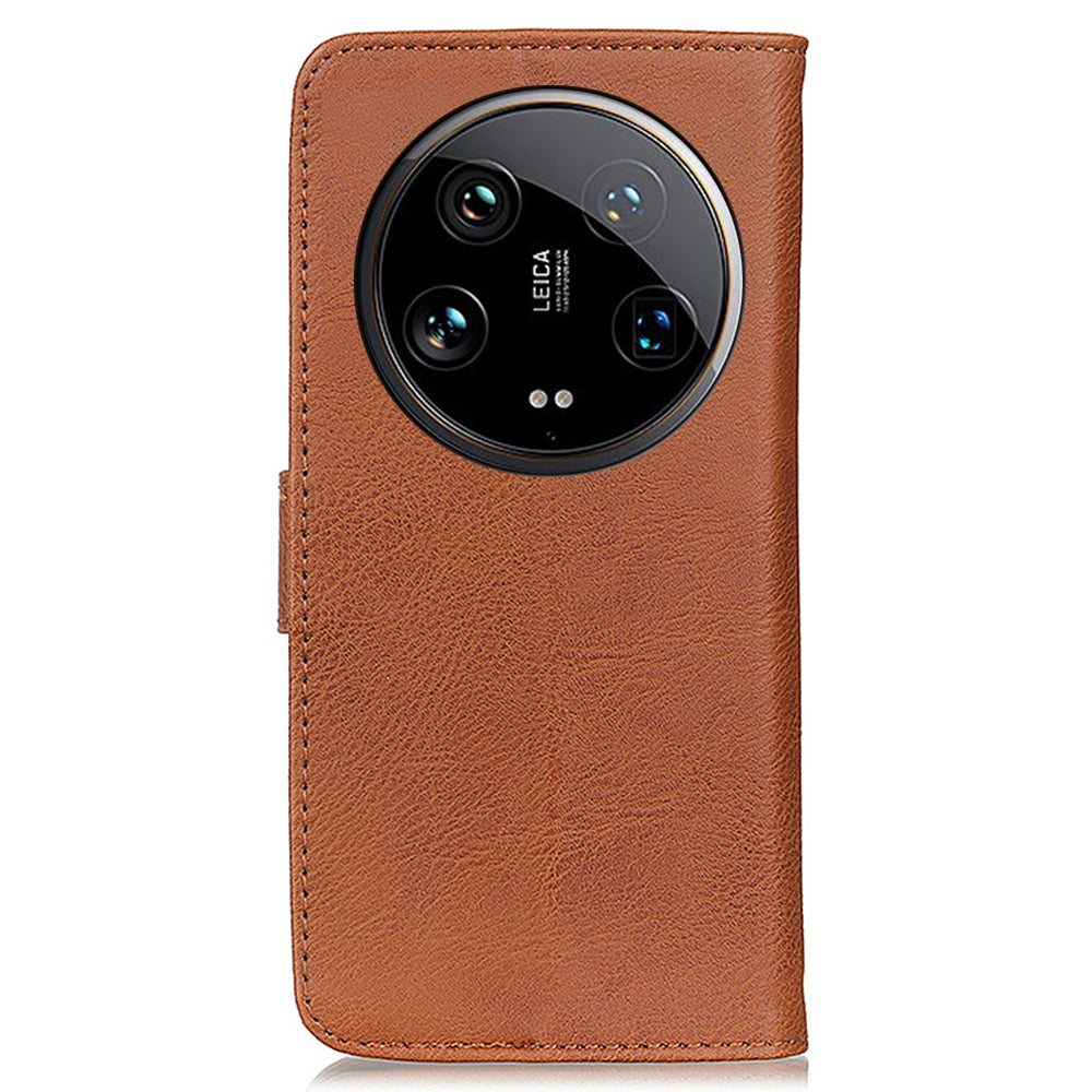 KHAZNEH For Xiaomi 14 Ultra Case Cowhide Texture Anti-drop Leather Stand Phone Cover
