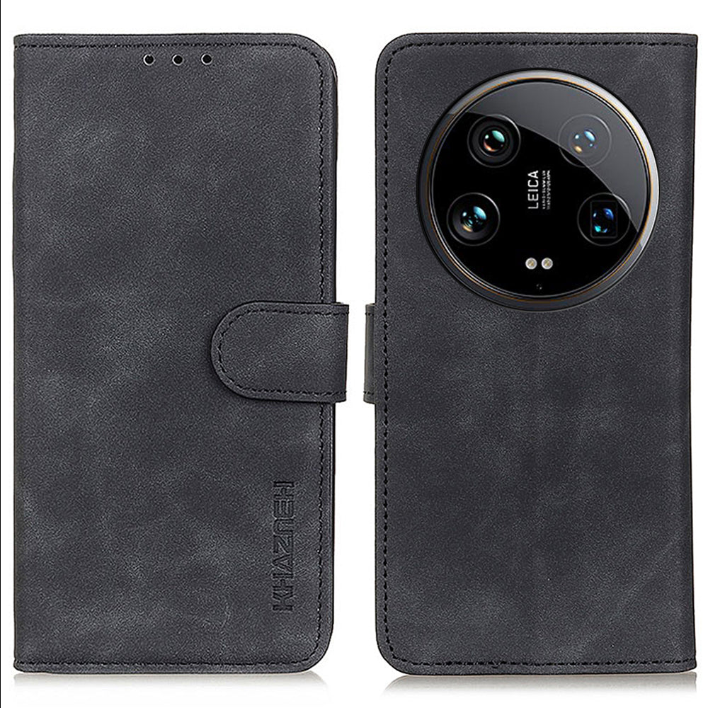 KHAZNEH For Xiaomi 14 Ultra Case Retro PU Leather Wallet Bump Proof Phone Cover
