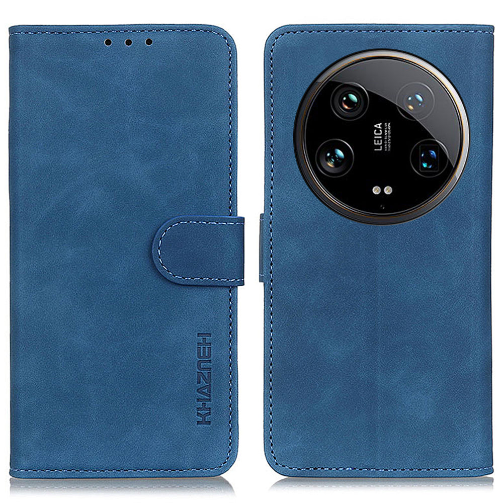 KHAZNEH For Xiaomi 14 Ultra Case Retro PU Leather Wallet Bump Proof Phone Cover