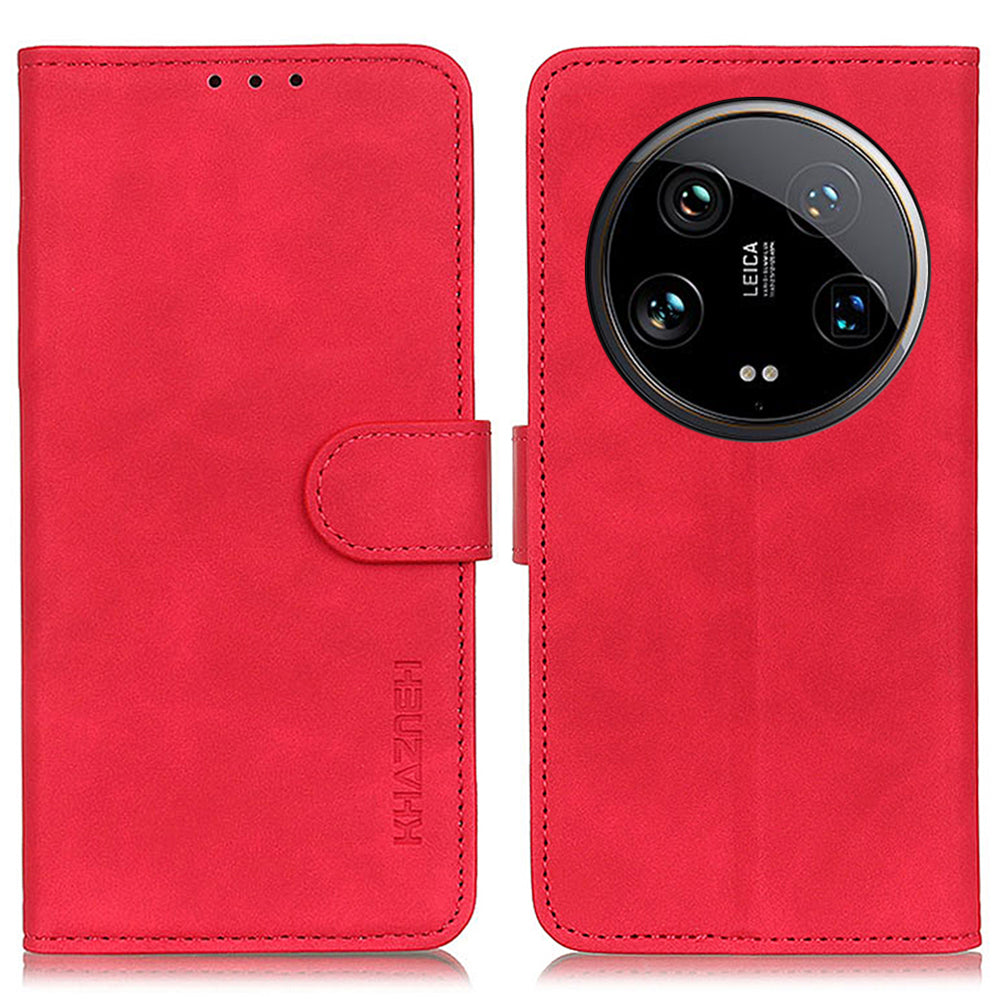 KHAZNEH For Xiaomi 14 Ultra Case Retro PU Leather Wallet Bump Proof Phone Cover
