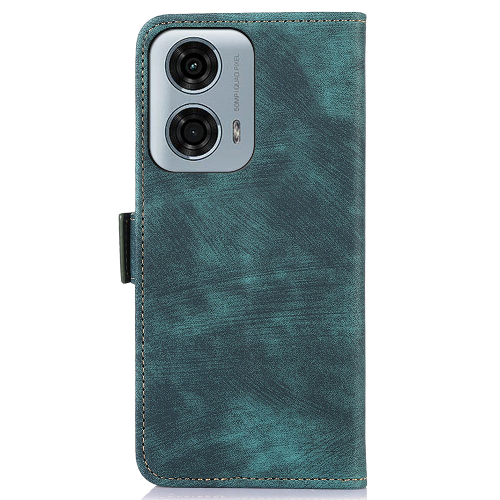 ABEEL For Motorola Moto G24 4G / G04 4G Retro PU Leather+TPU Cell Phone Case Anti-scratch Phone Stand Cover