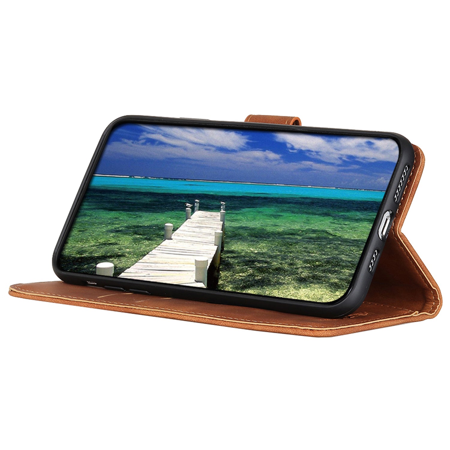 KHAZNEH For Motorola Moto G04 4G / G24 4G Cell Phone Cases Retro PU Leather Fall-proof Cover