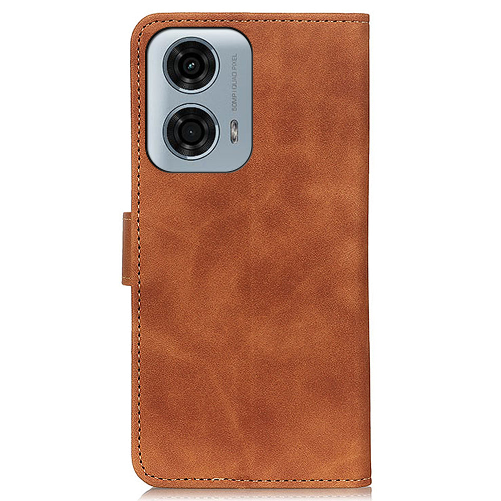 KHAZNEH For Motorola Moto G04 4G / G24 4G Cell Phone Cases Retro PU Leather Fall-proof Cover