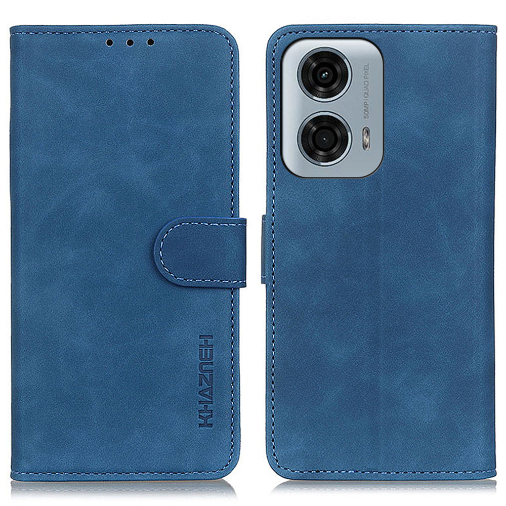 KHAZNEH For Motorola Moto G04 4G / G24 4G Cell Phone Cases Retro PU Leather Fall-proof Cover