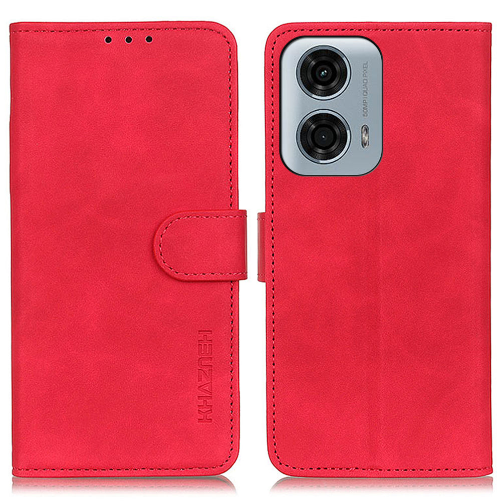 KHAZNEH For Motorola Moto G04 4G / G24 4G Cell Phone Cases Retro PU Leather Fall-proof Cover