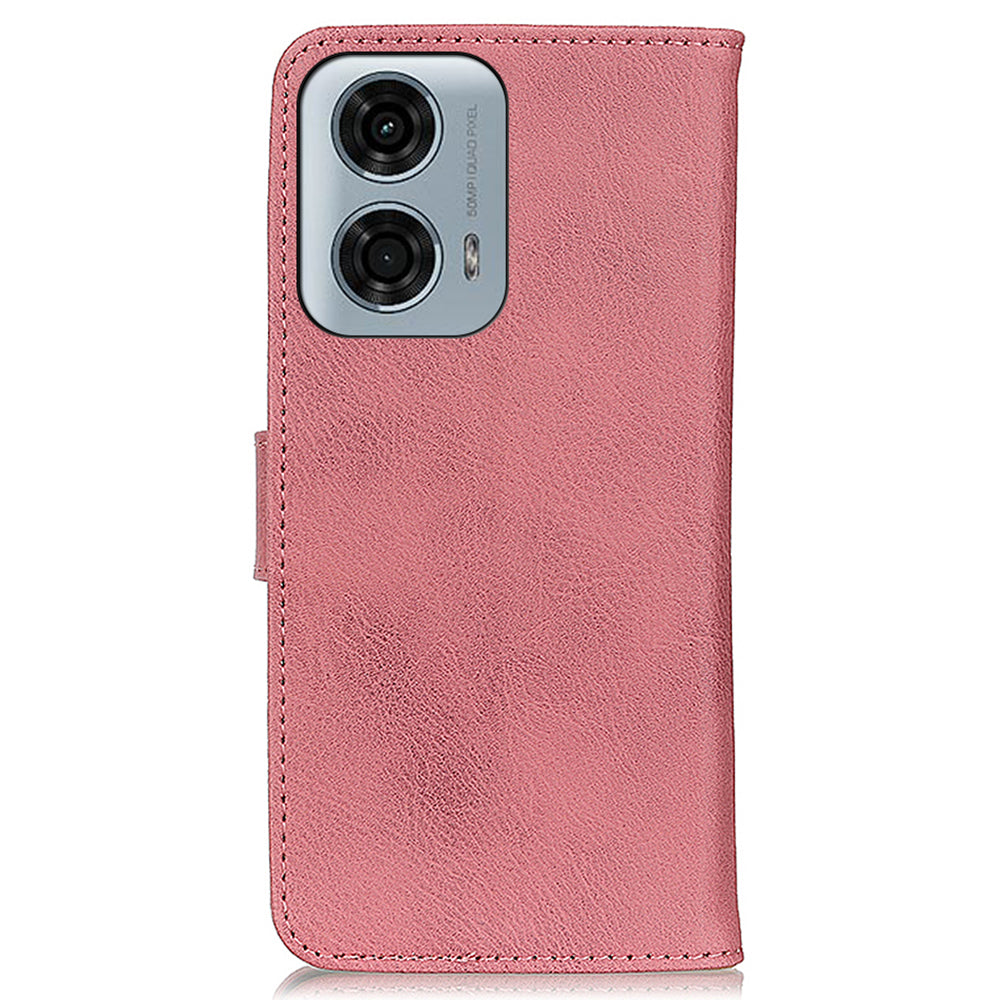 KHAZNEH For Motorola Moto G04 4G / G24 4G Phone Case Leather Wallet Cowhide Texture Cover