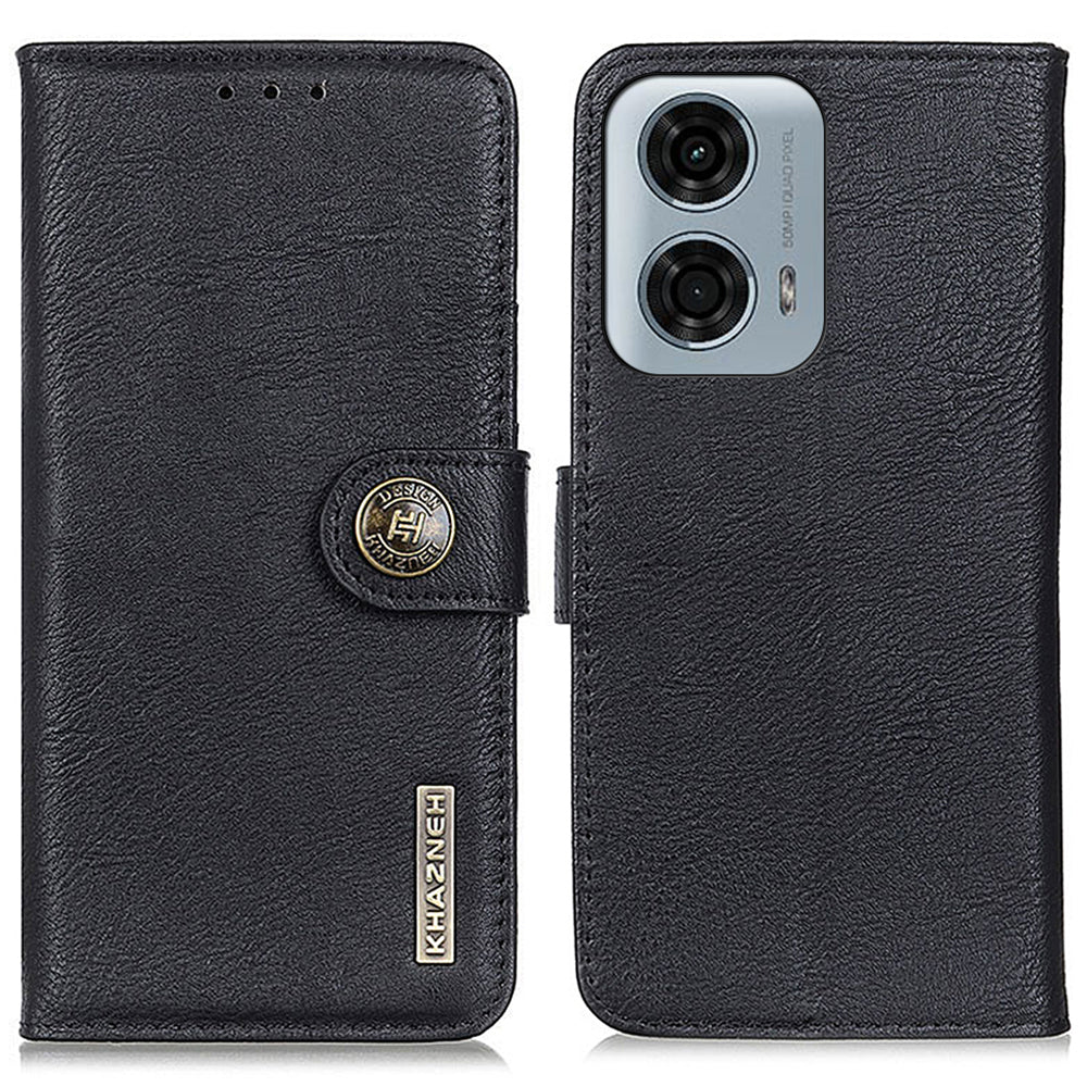 KHAZNEH For Motorola Moto G04 4G / G24 4G Phone Case Leather Wallet Cowhide Texture Cover