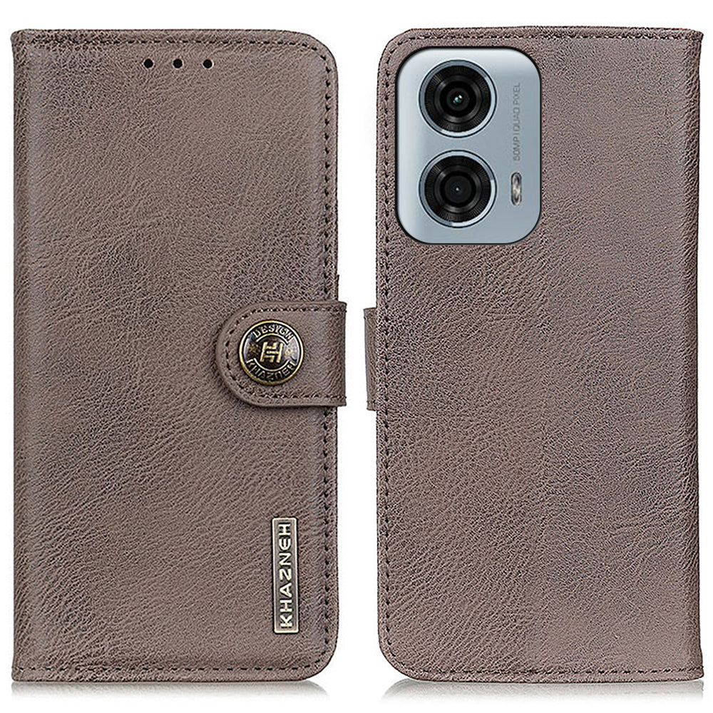KHAZNEH For Motorola Moto G04 4G / G24 4G Phone Case Leather Wallet Cowhide Texture Cover