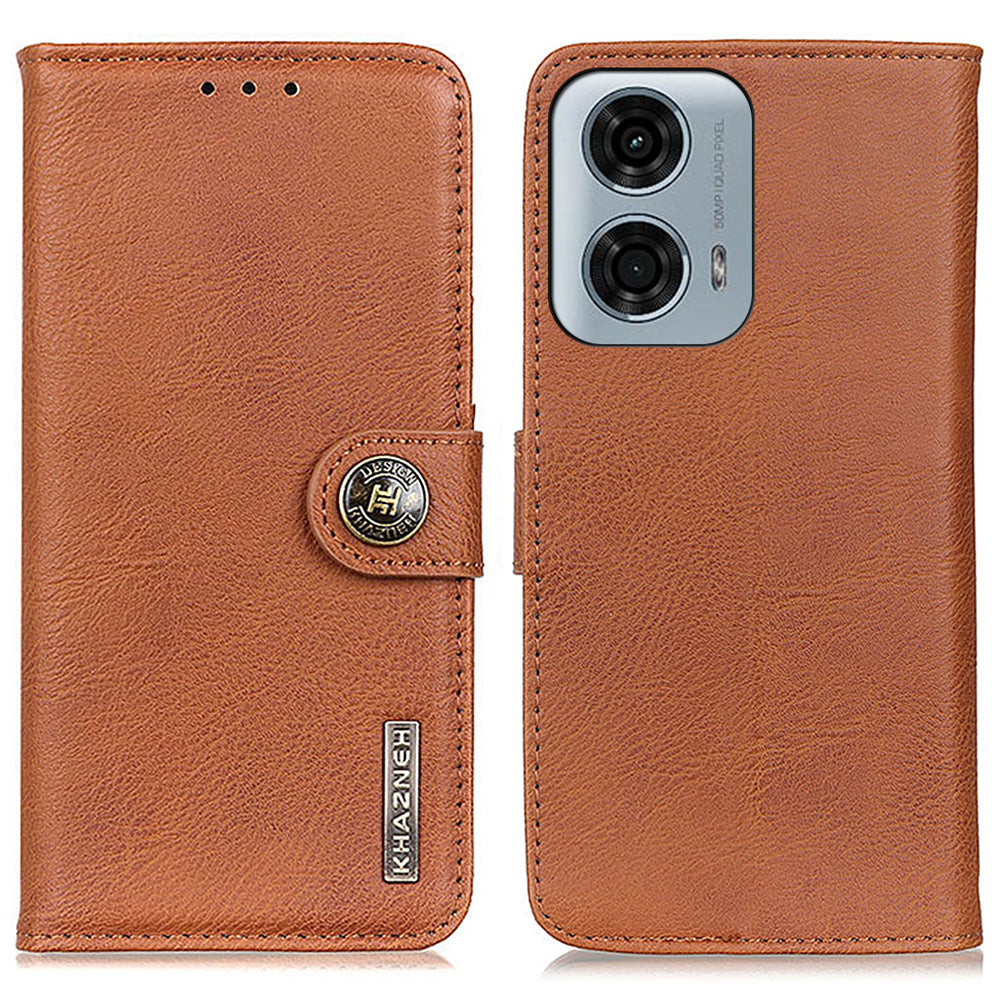 KHAZNEH For Motorola Moto G04 4G / G24 4G Phone Case Leather Wallet Cowhide Texture Cover