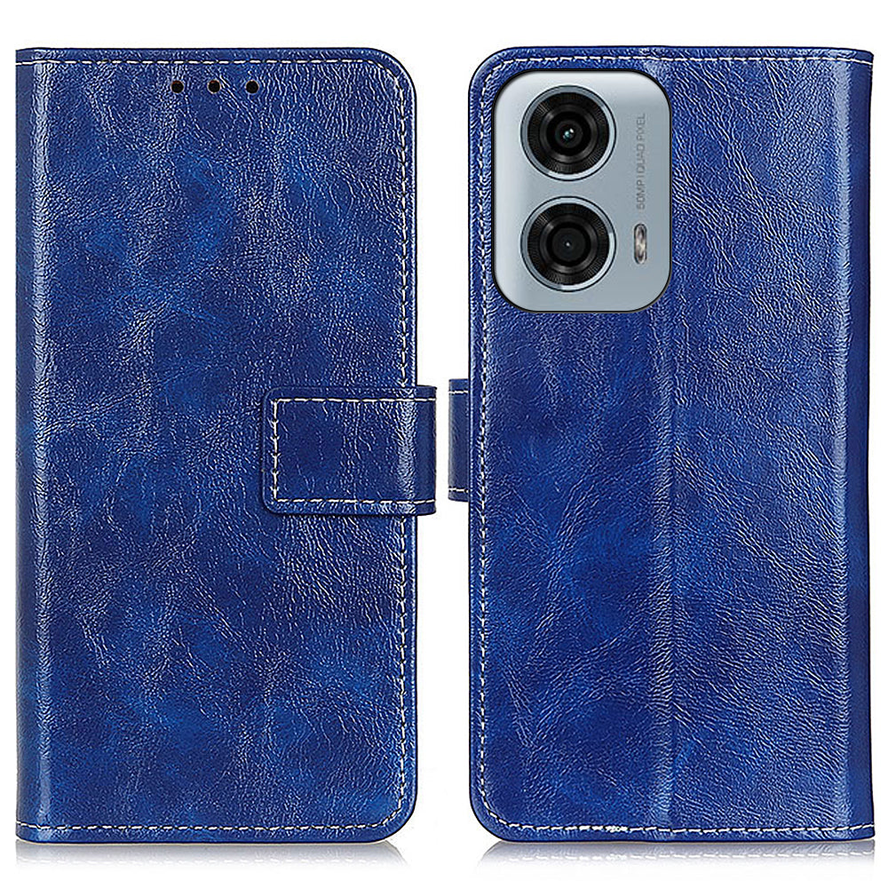 PU Leather Phone Cover for Motorola Moto G04 4G / G24 4G Retro Crazy Horse Texture Wallet Phone Stand Case
