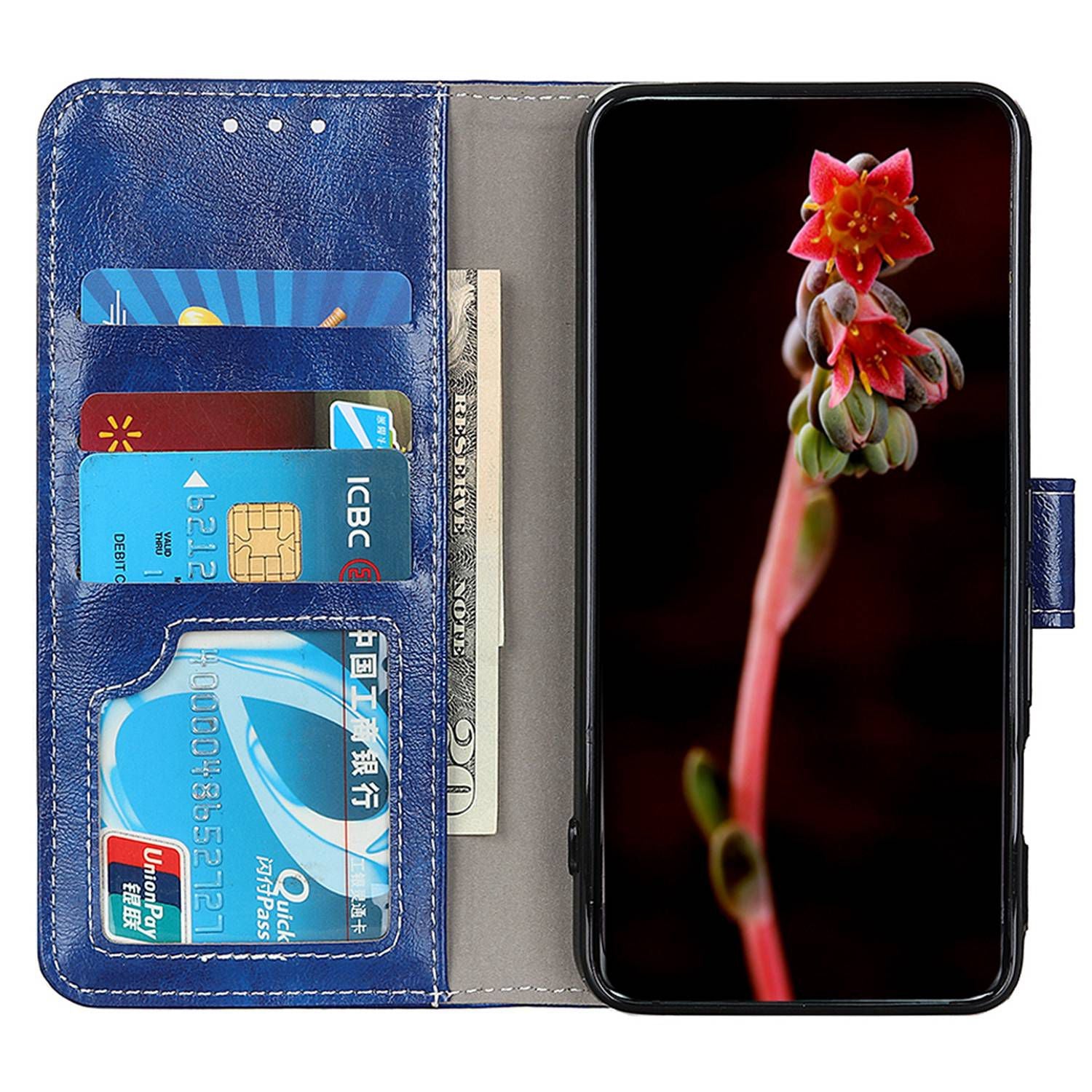 PU Leather Phone Cover for Motorola Moto G04 4G / G24 4G Retro Crazy Horse Texture Wallet Phone Stand Case