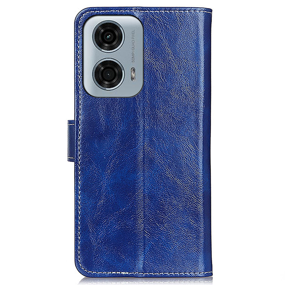 PU Leather Phone Cover for Motorola Moto G04 4G / G24 4G Retro Crazy Horse Texture Wallet Phone Stand Case