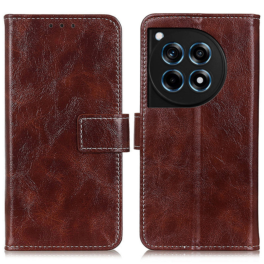 For OnePlus 12R 5G / Ace 3 5G Wallet Case Retro PU Leather Cell Phone Shell