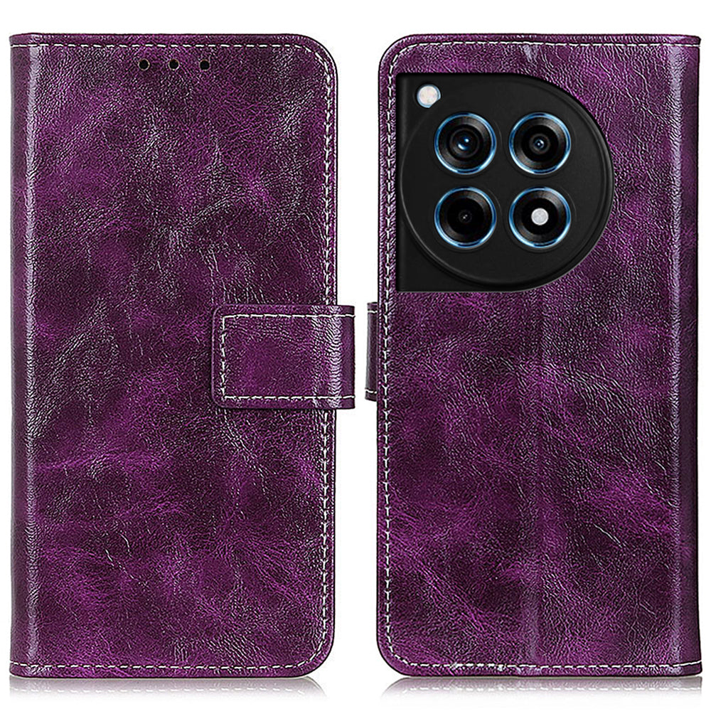 For OnePlus 12R 5G / Ace 3 5G Wallet Case Retro PU Leather Cell Phone Shell