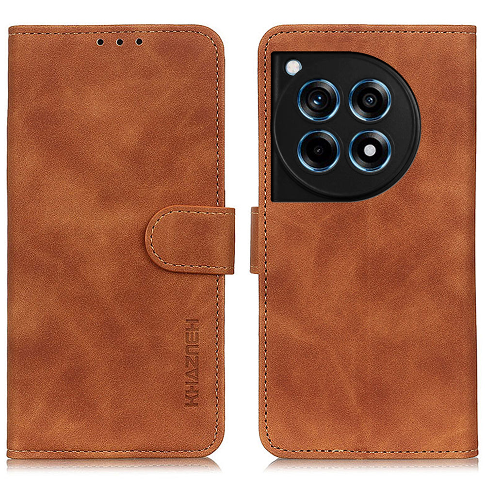 KHAZNEH For OnePlus 12R 5G / Ace 3 5G Case Retro PU Leather Wallet Stand Phone Protection Cover