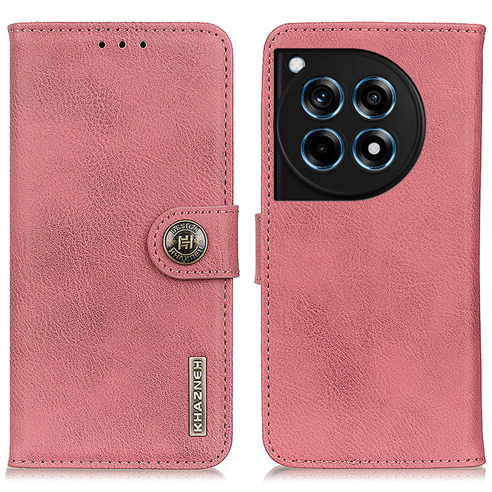 KHAZNEH For OnePlus 12R 5G / Ace 3 5G Cell Phone Case Cowhide Texture Leather Wallet Anti-scratch Cover