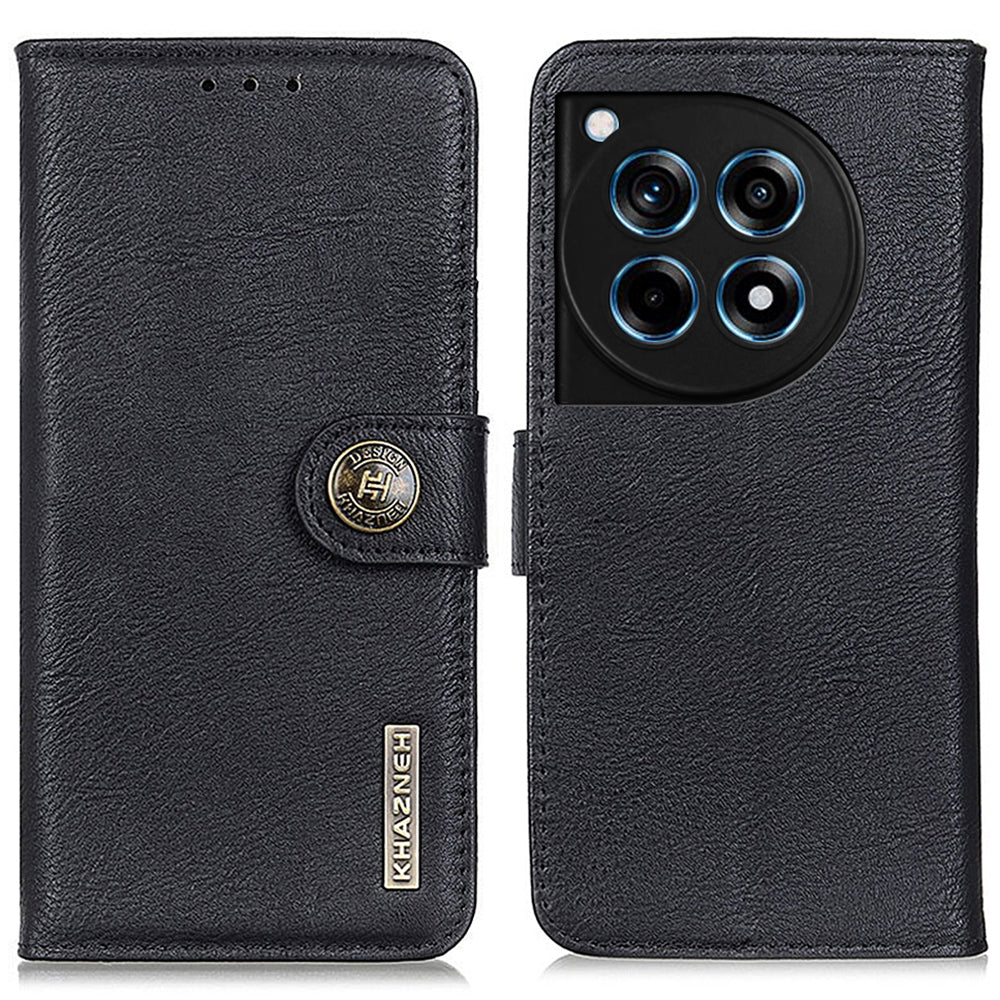 KHAZNEH For OnePlus 12R 5G / Ace 3 5G Cell Phone Case Cowhide Texture Leather Wallet Anti-scratch Cover