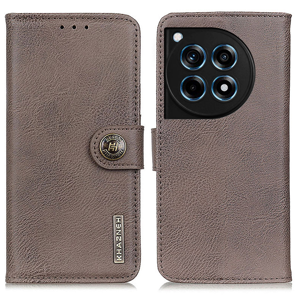 KHAZNEH For OnePlus 12R 5G / Ace 3 5G Cell Phone Case Cowhide Texture Leather Wallet Anti-scratch Cover