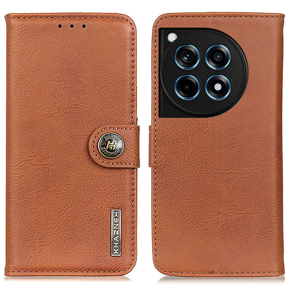 KHAZNEH For OnePlus 12R 5G / Ace 3 5G Cell Phone Case Cowhide Texture Leather Wallet Anti-scratch Cover