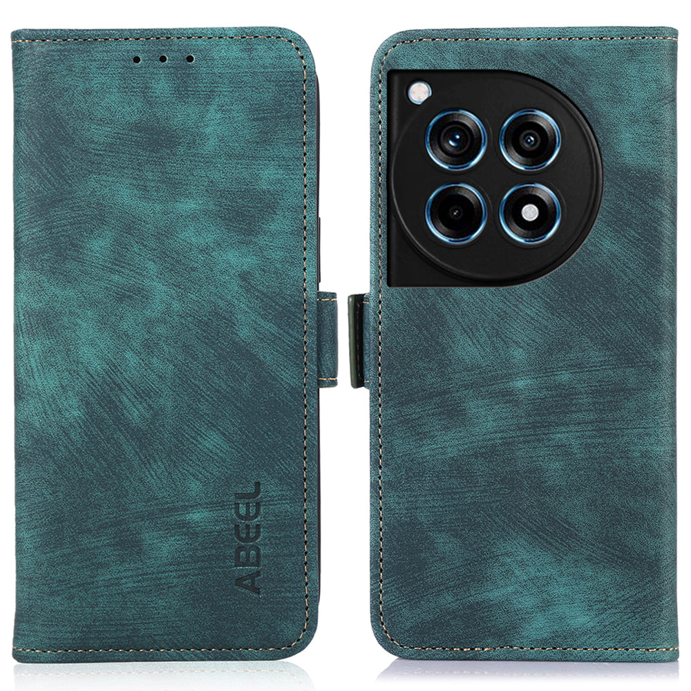 ABEEL For OnePlus 12R 5G / Ace 3 5G Cell Phone Back Cover PU Leather+TPU Wallet Phone Stand