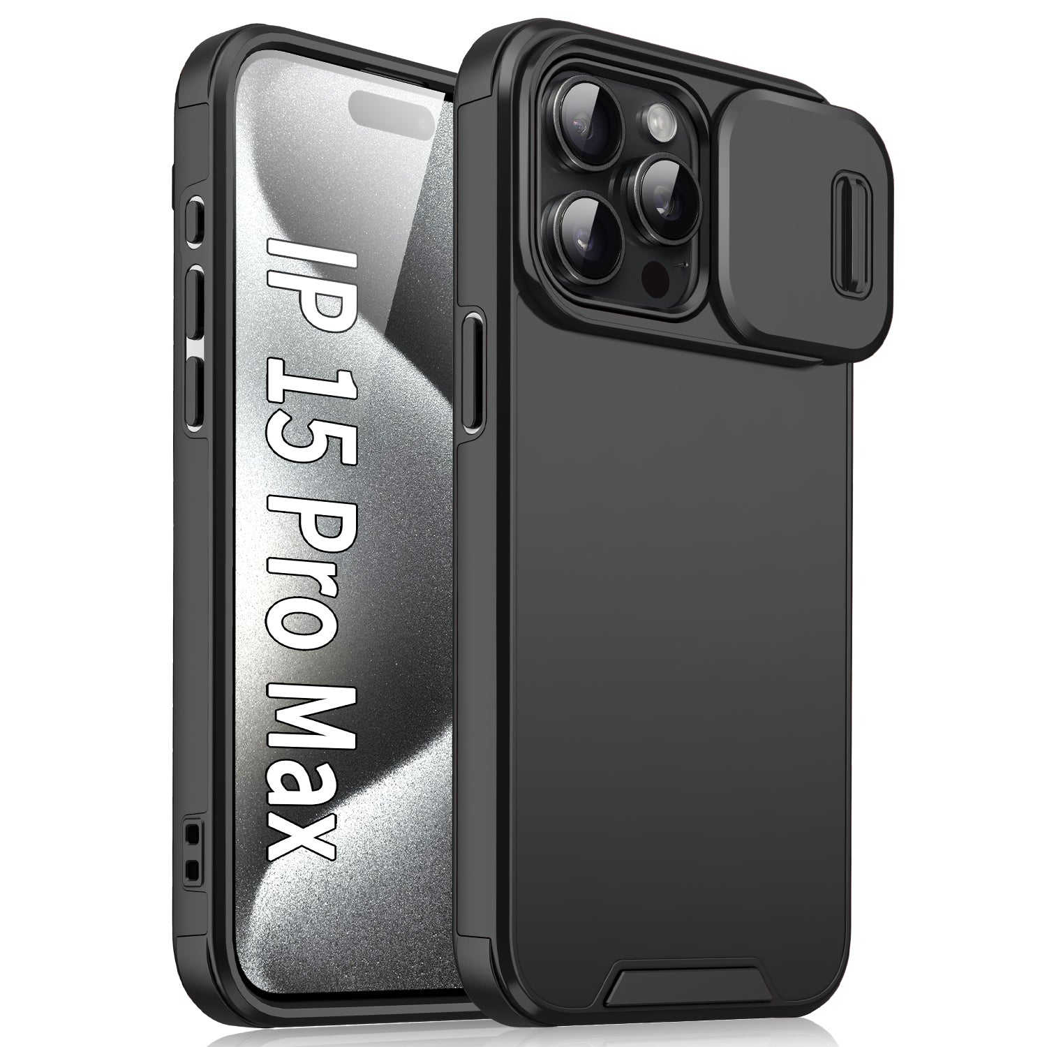 For iPhone 15 Pro Max Case Slide Camera Shield PC+TPU Anti-drop Phone Cover