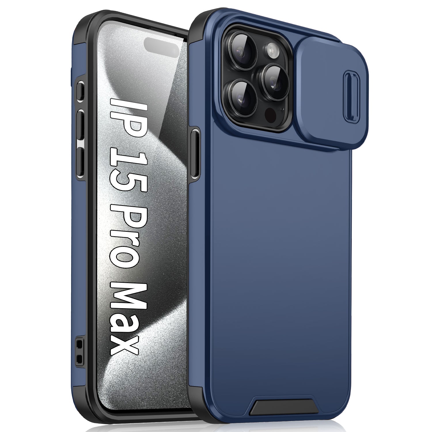 For iPhone 15 Pro Max Case Slide Camera Shield PC+TPU Anti-drop Phone Cover