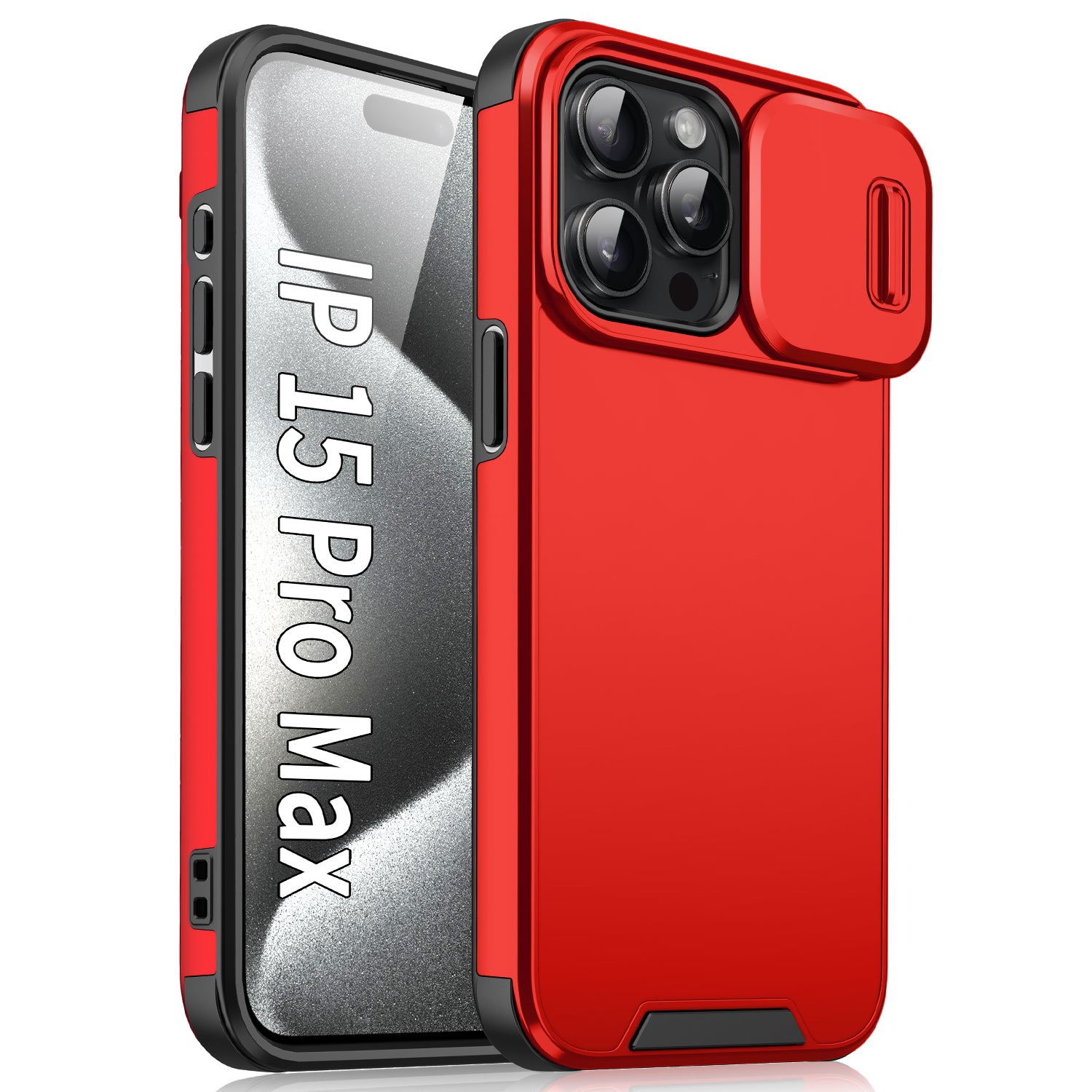 For iPhone 15 Pro Max Case Slide Camera Shield PC+TPU Anti-drop Phone Cover