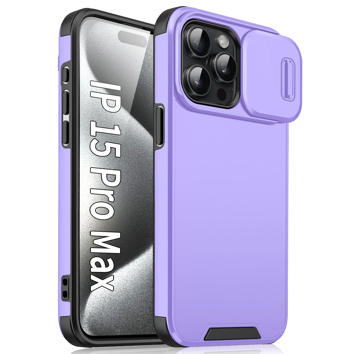 For iPhone 15 Pro Max Case Slide Camera Shield PC+TPU Anti-drop Phone Cover