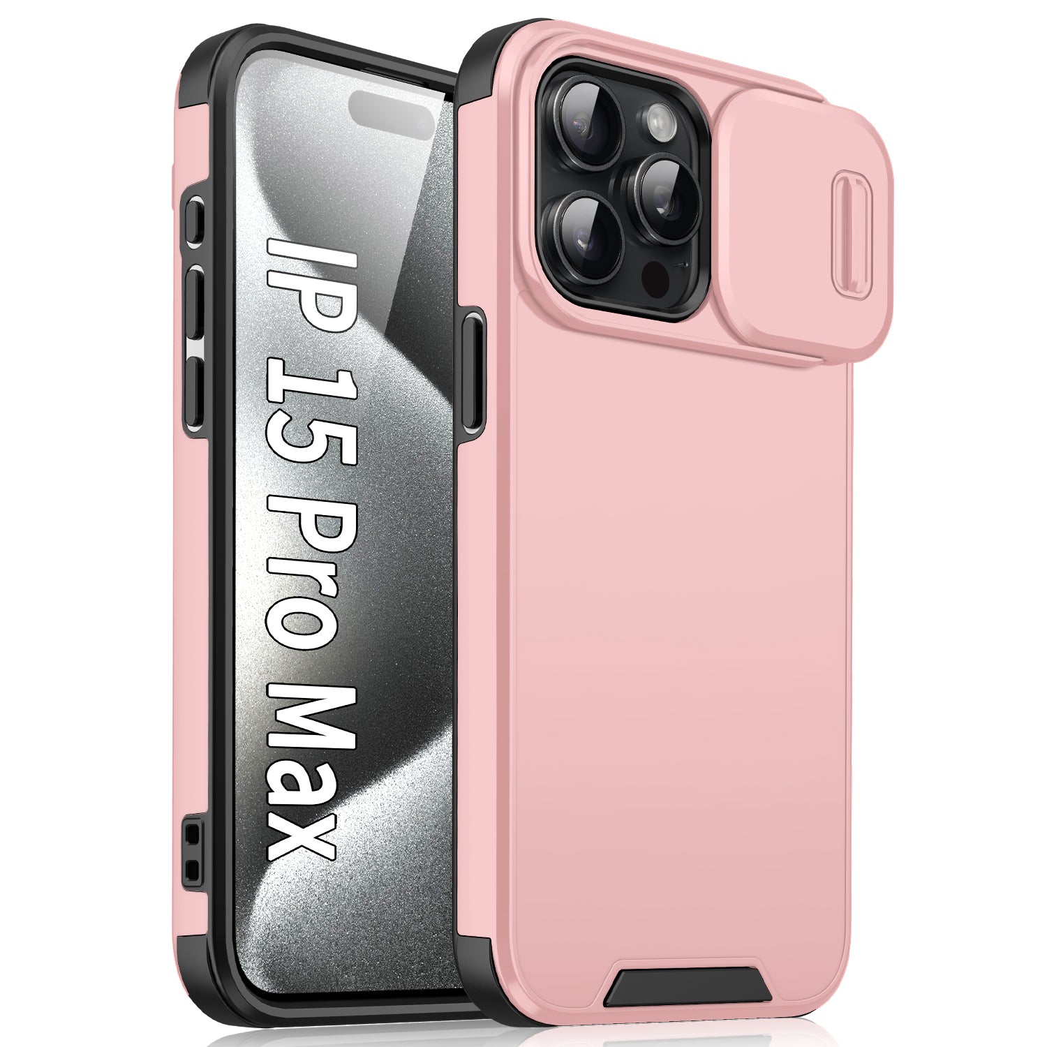 For iPhone 15 Pro Max Case Slide Camera Shield PC+TPU Anti-drop Phone Cover